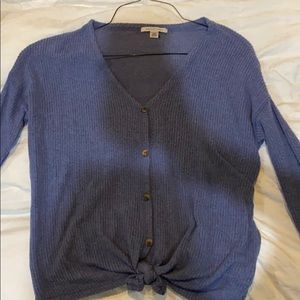 american eagle waffle tie front top